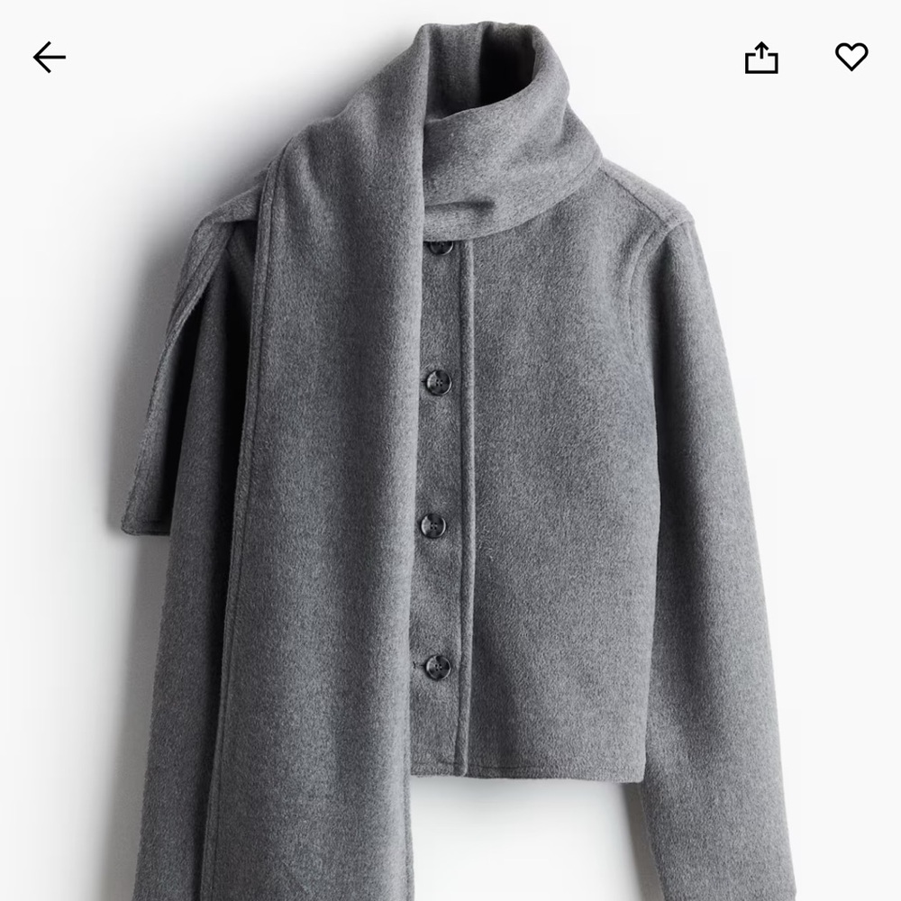 H&M Womens Wool Jacket with Scarf